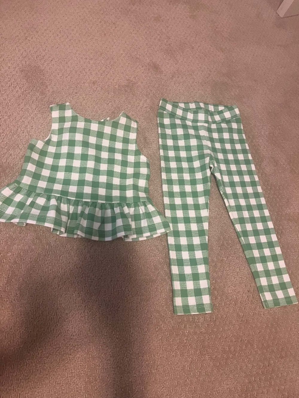 Brand new girls Janie and Jack green plaid matching set